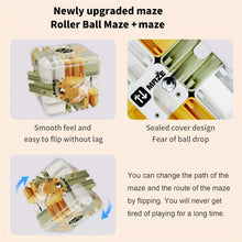 Transparent cube maze toy with metal ball inside and flip arrows for changing ball path gameplay