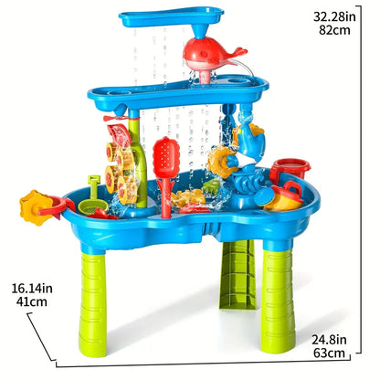 Multifunctional Water Table – Sand & Water – 3-Tier Outdoor Activity Table for Kids 1–5 - Toyfetti